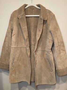 Never Worn Brandon Thomas Genuine Suede Leather Coat Faux Shearling M